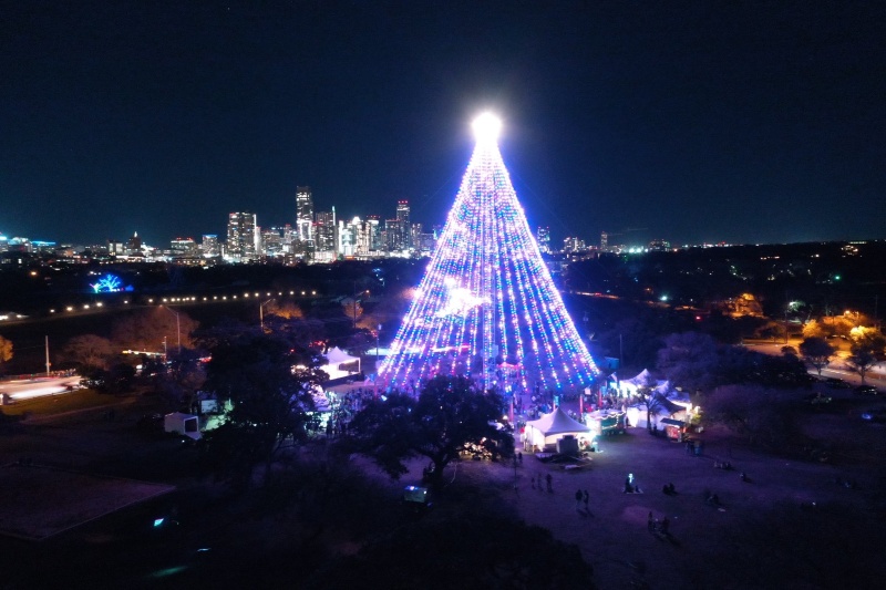 drone pic of zilker 2019 tree